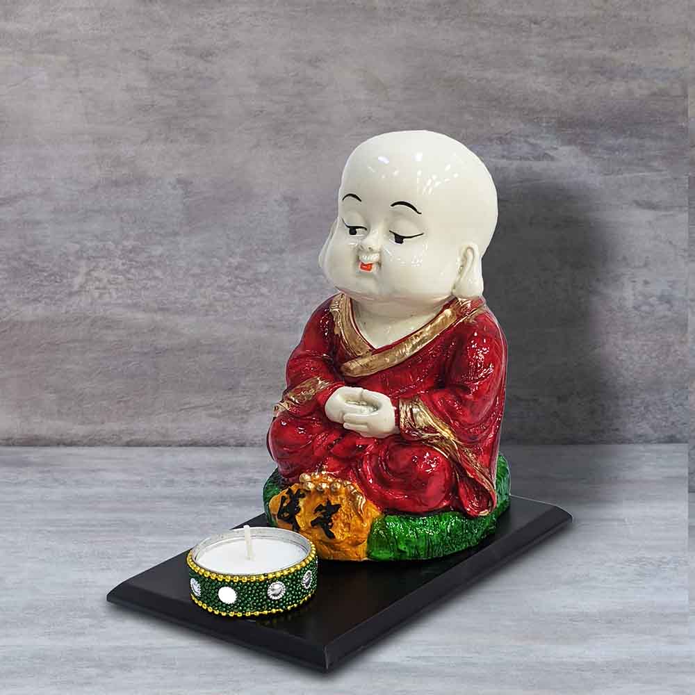 Red Laughing Buddha Baby Monk Idol